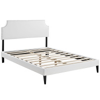 Modway MOD-5623-WHI Laura Queen Vinyl Platform Bed with Squared Tapered Legs in White
