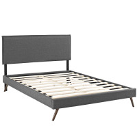 Modway MOD-5633-GRY Camille Queen Fabric Platform Bed with Round Splayed Legs in Gray