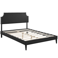 Modway MOD-5675-BLK Laura Full Vinyl Platform Bed with Squared Tapered Legs in Black