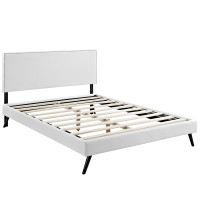 Modway MOD-5689-WHI Phoebe Full Vinyl Platform Bed with Round Splayed Legs in White