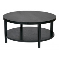 OSP Home Furnishings MRG12-BK Merge 36 Round Coffee Table Black Finish