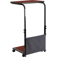 Flash Furniture MT-6288-1-GG Mobile Sit-Down Stand-Up Mahogany Computer Desk with Removable Pouch