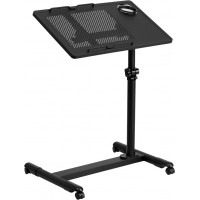 Flash Furniture NAN-JG-06B-BK-GG Adjustable Height Steel Mobile Computer Desk in Black