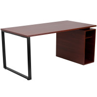 Flash Furniture Mahogany Computer Desk with Open Storage Pedestal NAN-JN-2108-GG