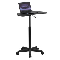 Flash Furniture Height Adjustable Mobile Laptop Computer Desk with Black Top NAN-JN-2792-GG