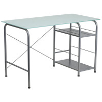 Flash Furniture NAN-WK-086-GG Glass Computer Desk with Open Storage in Clear