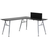 Flash Furniture NAN-WK-110-BK-GG Laminate L-Shape Computer Desk with Silver Frame Finish