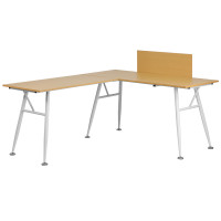 Flash Furniture NAN-WK-110-GG Beech Laminate L-Shape Computer Desk with White Frame