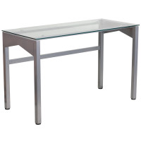 Flash Furniture NAN-YLCD1219-GG Desk with Clear Tempeglass in Silver