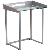Flash Furniture NAN-YLCD1234-GG Desk with Clear Tempeglass in Silver