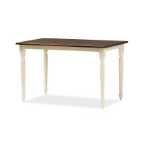 Baxton Studio Napoleon-Cherry/Buttermilk-DT Napoleon French Country Cottage Brown Finishing Wood Dining Table