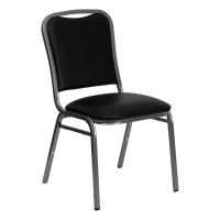 Flash Furniture Hercules Series Stacking Banquet Chair with Black Vinyl and 1.5'' Thick Seat - Silver Vein Frame NG-108-SV-BK-VYL-GG