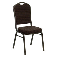 Flash Furniture Hercules Crown Back Stacking Banquet Chair Brown Fabric - Gold Vein Frame NG-C01-BROWN-GV-GG