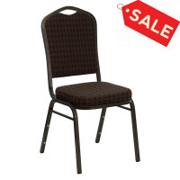 Flash Furniture Hercules Crown Back Stacking Banquet Chair Brown Fabric - Gold Vein Frame NG-C01-BROWN-GV-GG