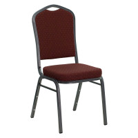 Flash Furniture HERCULES Crown Back Stacking Banquet Chair Burgundy Fabric Silver Vein Frame [NG-C01-HTS-2201-SV-GG]