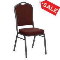 Flash Furniture HERCULES Crown Back Stacking Banquet Chair Burgundy Fabric Silver Vein Frame [NG-C01-HTS-2201-SV-GG]