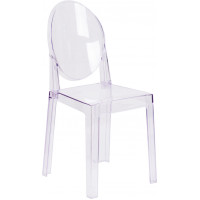 Flash Furniture OW-GHOSTBACK-18-GG Oval Back Ghost Chair in Clear