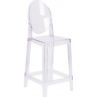 Flash Furniture OW-GHOSTBACK-24-GG Oval Back Ghost Counter Stool in Clear