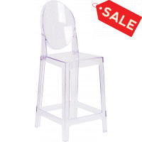 Flash Furniture OW-GHOSTBACK-24-GG Oval Back Ghost Counter Stool in Clear