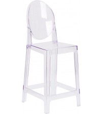 Flash Furniture OW-GHOSTBACK-24-GG Oval Back Ghost Counter Stool in Clear