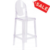 Flash Furniture OW-GHOSTBACK-29-GG Oval Back Ghost Barstool in Clear