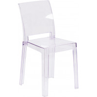 Flash Furniture OW-SQUAREBACK-18-GG Square Back Ghost Chair in Clear