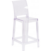 Flash Furniture OW-SQUAREBACK-24-GG Square Back Ghost Stool in Clear