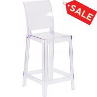 Flash Furniture OW-SQUAREBACK-24-GG Square Back Ghost Stool in Clear