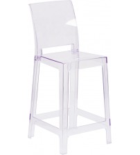 Flash Furniture OW-SQUAREBACK-24-GG Square Back Ghost Stool in Clear