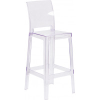 Flash Furniture OW-SQUAREBACK-29-GG Square Back Ghost Barstool in Clear