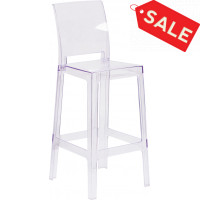 Flash Furniture OW-SQUAREBACK-29-GG Square Back Ghost Barstool in Clear