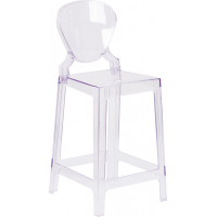 Flash Furniture OW-TEARBACK-24-GG Tear Back Ghost Counter Stool in Clear