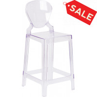 Flash Furniture OW-TEARBACK-24-GG Tear Back Ghost Counter Stool in Clear