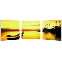 Baxton Studio Pm-2025Abc Golden Sunset Mounted Photography Print Triptych