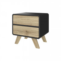 Bestar 119240-000133 Alhena 20W End Table in black uv & sandy brown oak