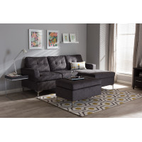 Baxton Studio R76032-Grey-SF Riley Modern and Contemporary 3-Piece Sectional Sofa with Ottoman Set
