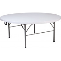 Flash Furniture RB-183RFH-GG 71" Round Bi-Fold Granite Plastic Folding Table in White