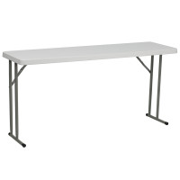 Flash Furniture 18''W x 60''L Granite White Plastic Folding Training Table RB-1860-GG