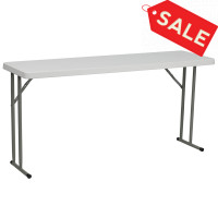 Flash Furniture 18''W x 60''L Granite White Plastic Folding Training Table RB-1860-GG