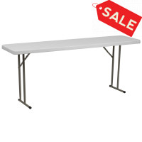 Flash Furniture 18''W x 72''L Granite White Plastic Folding Training Table RB-1872-GG