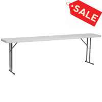 Flash Furniture 18''W x 96''L Granite White Plastic Folding Training Table RB-1896-GG