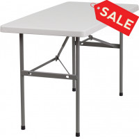 Flash Furniture 24''W x 48''L Granite White Plastic Folding Table RB-2448-GG