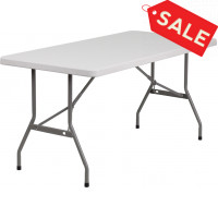 Flash Furniture 30''W x 60''L Blow Molded Plastic Folding Table RB-3060-GG