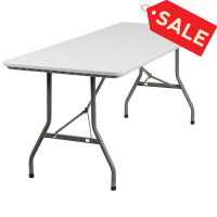 Flash Furniture 30''W x 72''L Granite White Plastic Folding Table RB-3072-GG