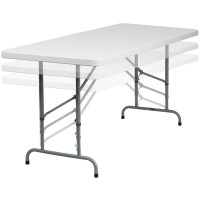Flash Furniture 30''W x 72''L Height Adjustable Granite White Plastic Folding Table RB-3072ADJ-GG