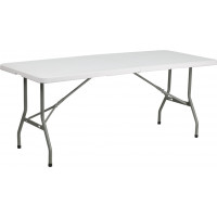 Flash Furniture RB-3072FH-GG 72" Bi-Fold Granite White Plastic Folding Table