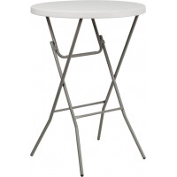 Flash Furniture 32'' Round Granite White Plastic Bar Height Folding Table RB-32RB-BAR-GW-GG