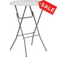 Flash Furniture 32'' Round Granite White Plastic Bar Height Folding Table RB-32RB-BAR-GW-GG