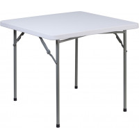Flash Furniture RB-3434-GG 34" Square Granite Plastic Folding Table in White