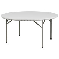 Flash Furniture 60'' Round Granite White Plastic Folding Table RB-60R-GG